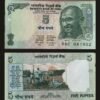 India 5 Rupees Banknote Mahatma Gandhi Farmer Tractor Bimal Jalan Circulated