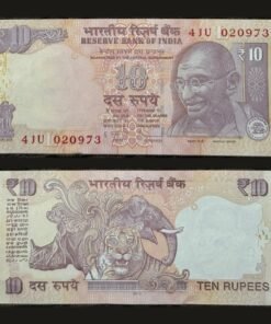 India 10 Rupees Banknote 2012 Mahatma Gandhi Rupee Symbol Wildlife Inset L RARE
