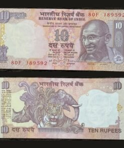 India 10 Rupees Banknote Mahatma Gandhi Wildlife Tiger Rhino Elephant RARE