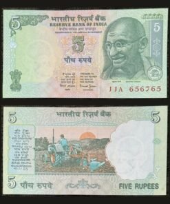 India 5 Rupees Banknote Mahatma Gandhi Farmer Tractor Bimal Jalan RARE