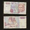 Italy 1000 Lire Banknote Maria Montessori Children Studying Circulated Note RARE