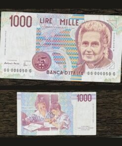 Italy 1000 Lire Banknote Maria Montessori Children Studying Paper Currency RARE