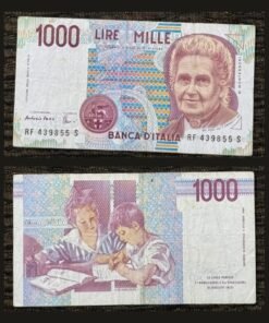 Italy 1000 Lire Banknote Maria Montessori Children Studying Pre-Euro Currency RARE