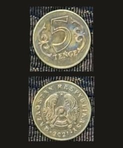 Kazakhstan 5 Tenge Coin 2021 Latin Script Qazaqstan Respyblikasy Brass Plated Steel