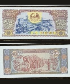 Laos 500 Kip Banknote UNC 2015 Irrigation Hydroelectric Dam Coffee Harvest RARE