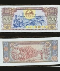 Laos 500 Kip Banknote UNC 2015 Irrigation Hydroelectric Dam Coffee Harvest RARE