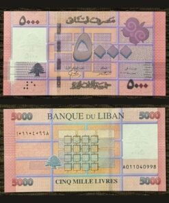 Lebanon 5000 Livres Banknote UNC 2021 Geometric Cedar Tree Banque Du Liban RARE