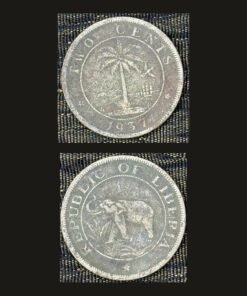 Liberia 2 Cents Coin 1937 Elephant Palm Tree Republic Bronze RARE
