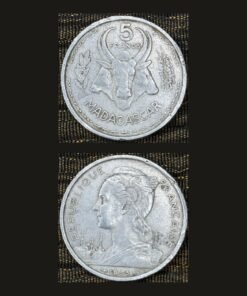 Madagascar 5 Francs Coin 1953 Zebu Head Marianne French Republic Aluminium RARE