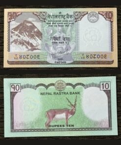 Nepal 10 Rupees Banknote UNC Mount Everest Blackbuck Antelope 2024 RARE