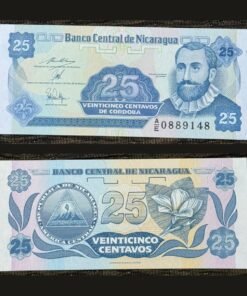 Nicaragua 25 Centavos Banknote UNC Francisco Hernández de Córdoba Sacuanjoche 1991 RARE