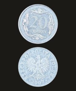 Poland 20 Groszy Coin Crowned White Eagle Ornamental Frame