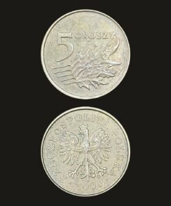 Poland 5 Groszy Coin Crowned White Eagle Oak Leaves