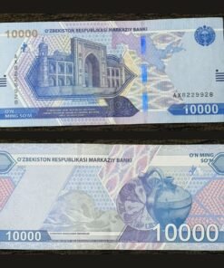 Uzbekistan 10000 Som Banknote 2021 Ko'kaldosh Madrasasi & Shoshtepa Artifacts RARE
