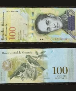 Venezuela 100000 Bolivares Banknote 2017 UNC Condition Simon Bolivar & Red Siskin Birds RARE