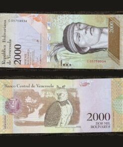 Venezuela 2000 Bolivares Banknote 2016 UNC Condition Chief Guaicaipuro & Harpy Eagle RARE