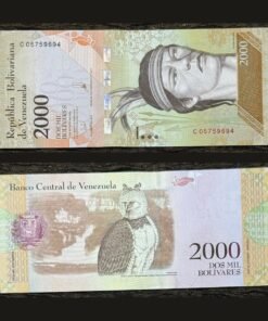 Venezuela 2000 Bolivares Banknote 2016 Chief Guaicaipuro Harpy Eagle RARE