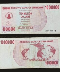 Zimbabwe 10 Million Dollars Bearer Cheque 2008 Kariba Dam Tigerfish RARE