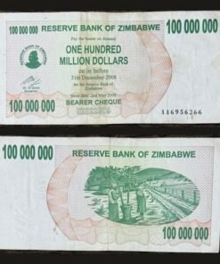 Zimbabwe 100 Million Dollars Bearer Cheque 2008 Hyperinflation Grain Processing RARE