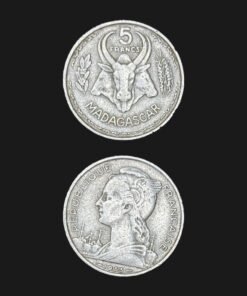 Madagascar 5 Francs Coin 1953 Zebu Head Marianne French Republic Aluminium RARE