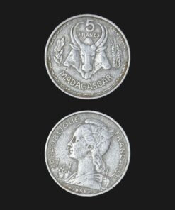 Madagascar 5 Francs Coin 1953 Zebu Head Marianne French Republic Aluminium RARE