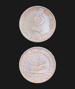 Germany West Germany 2 Pfennig Coin 1980 Oak Seedling Copper Plated Steel