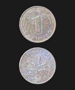 Germany 1 Pfennig Coin 1975 Oak Seedling Copper Plated Steel