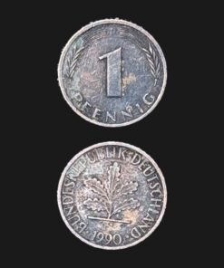 Germany 1 Pfennig Coin 1990 Oak Seedling Copper Plated Steel