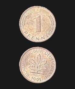 Germany 1 Pfennig Coin 1991 Oak Seedling Copper Plated Steel