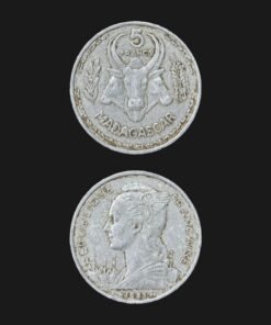 Madagascar 5 Francs Coin 1953 Zebu Head Marianne French Republic Aluminium RARE