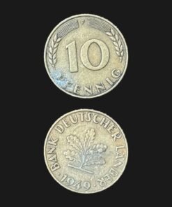 Germany 10 Pfennig Coin 1949 Bank Deutscher Laender Post-WWII Oak Seedling