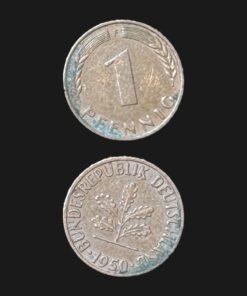 Germany 1 Pfennig Coin 1950 Oak Seedling Copper Plated Steel