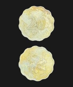 Hong Kong 20 Cents Coin 1994 Bauhinia Flower Scalloped Brass Plated Steel RARE