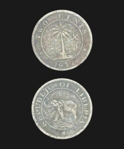 Liberia 2 Cents Coin 1937 Elephant Palm Tree Republic Bronze RARE