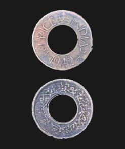 British India 1 Pice Coin 1942 King George VI Holed Coin Floral Vine Border Bronze RARE