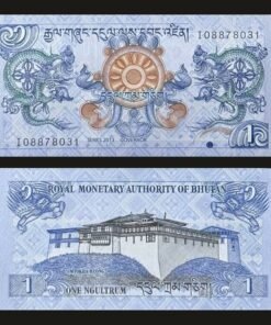 Bhutan 1 Ngultrum Banknote UNC 2013 Druk Dragons Simtokha Dzong Monastery RARE
