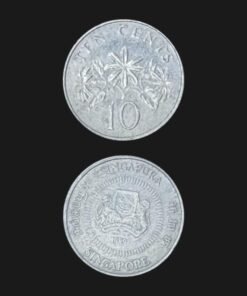 Singapore 10 Cents Coin Flowers and Coat of Arms