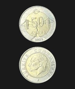 Turkey 50 Kurus Coin Bi-Metallic Bridge and Ataturk