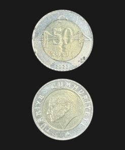 Turkey 50 Kurus Coin Bi-Metallic Bridge and Ataturk