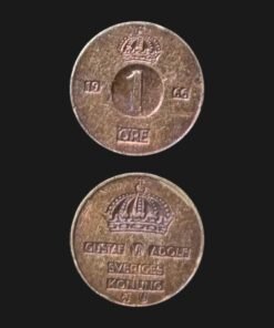 Sweden 1 Ore Coin Bronze Crown and Gustaf VI Adolf