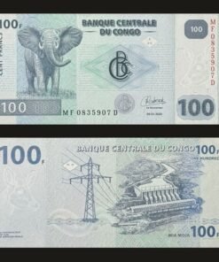 Democratic Republic of the Congo 100 Francs Banknote UNC Elephant Inga Dam RARE