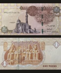 Egypt 1 Pound Banknote Sultan Qaitbay Mosque Abu Simbel Ramesses II RARE