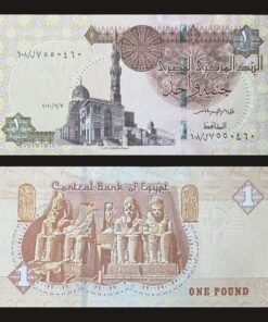 Egypt 1 Pound Banknote Sultan Qaitbay Mosque Abu Simbel Ramesses II RARE