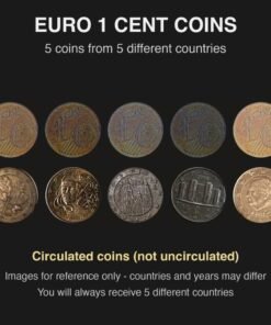 Euro 1 Cent Coins Pack of 5 from 5 Different Countries