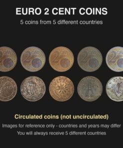 Euro 2 Cents Coins Pack of 5 from 5 Different Countries