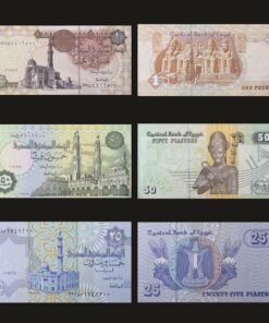 Egypt Set of 3 Banknotes UNC 1 Pound 50 Piastres 25 Piastres