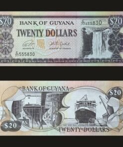 Guyana 20 Dollars Banknote UNC Kaieteur Falls Ferry Vessel Malali De La Rue RARE
