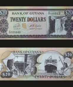 Guyana 20 Dollars Banknote UNC Kaieteur Falls Ferry Vessel Malali De La Rue RARE