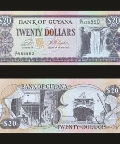 Guyana 20 Dollars Banknote UNC Kaieteur Falls Shipbuilding Ferry Vessel Malali RARE