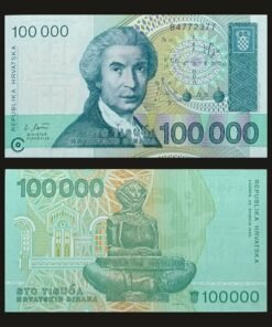 Croatia 100000 Dinara Banknote UNC Ruder Boskovic History of Croats 1993 RARE
